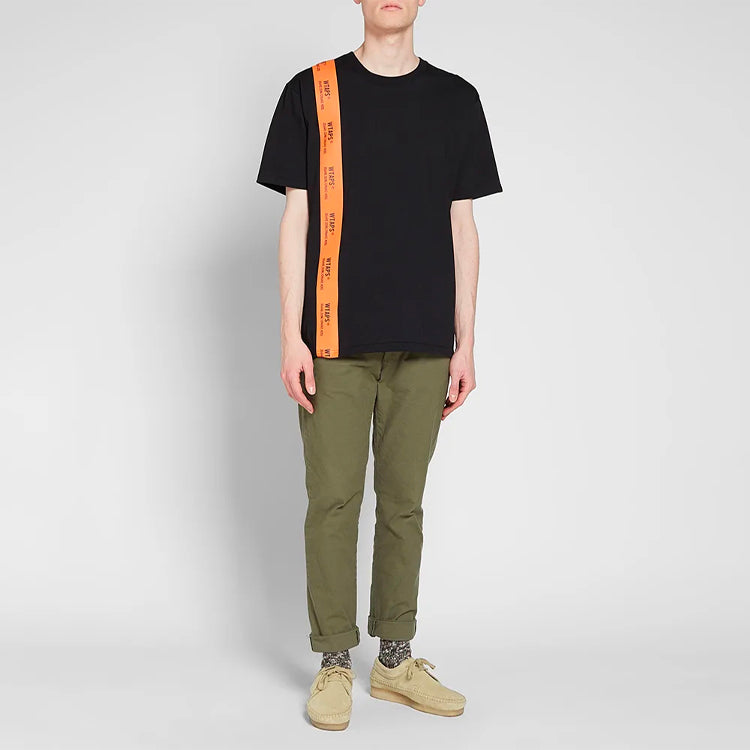 WTAPS Squat Tee Black Orange Ribbon Letters Applique Short-sleeve Tee Men's Black 182PCDT-ST03S