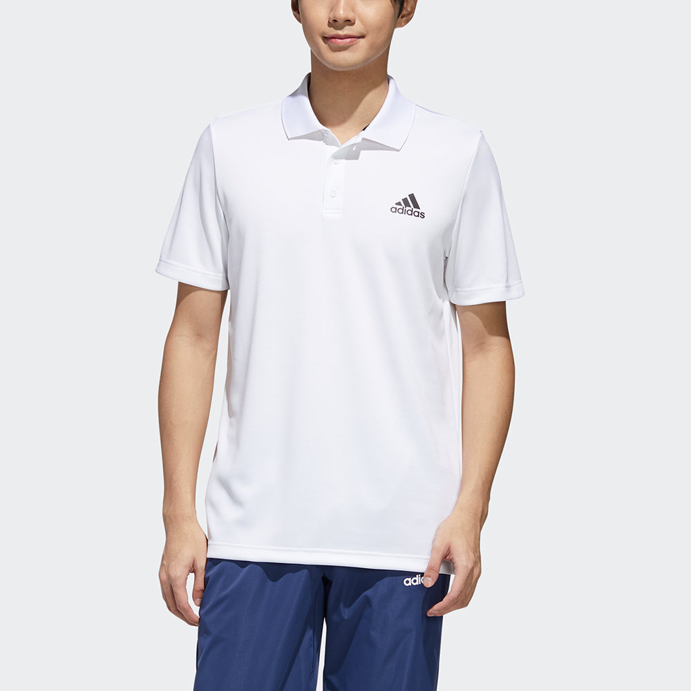 adidas MENS D2M Training Short Sleeve Polo Shirt White GL0484