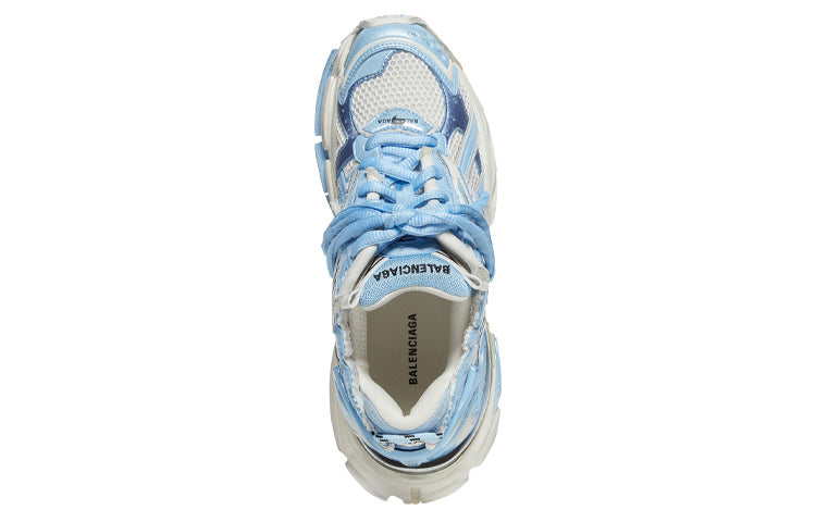 (WMNS) Balenciaga Runner Sneakers 'White Baby Blue Mesh and Nylon' 677402W3RB29744