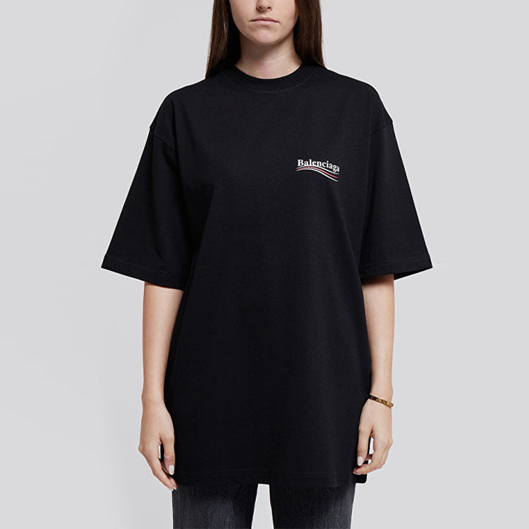Balenciaga Political Campaign Printing Large Version Short Sleeve Black 620941TIV521070