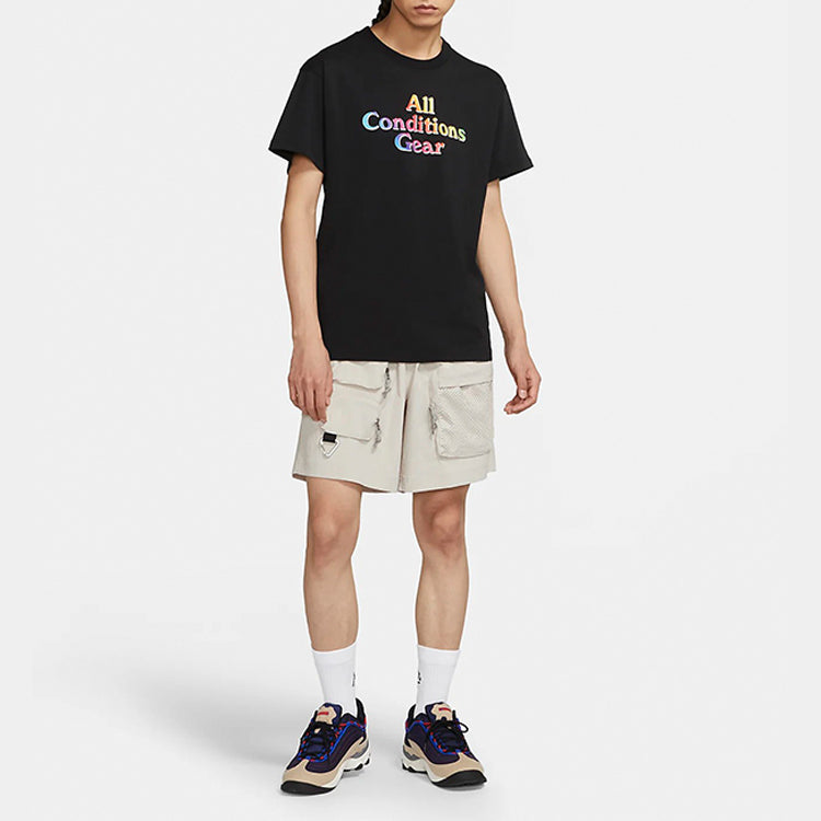 Nike ACG Gradient Multi-Color Alphabet Printing Short Sleeve Black CV7548-010