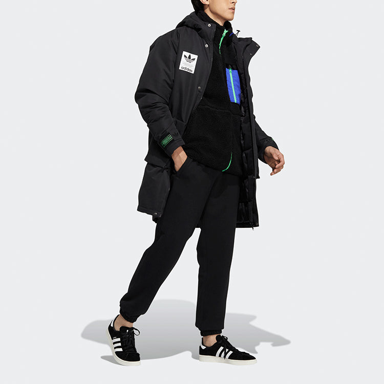 Men's adidas originals 2 In 1 Sports Long Hooded With Down Feather Black Jacket H58062
