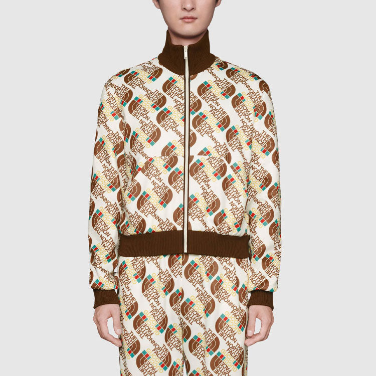 Gucci x The North Face Web Print Technical Jersey Jacket 'Ivory Brown' 651321-XJDCE-9141