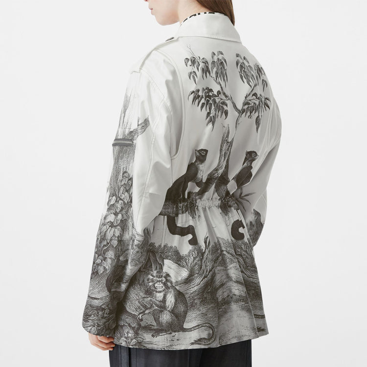 Burberry Monkey Print Silk and Cotton Gabardine Field Jacket 45640731