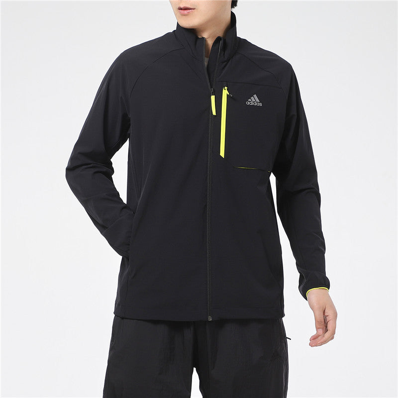 adidas Contrasting Colors Outdoor Windproof Stand Collar Jacket Black GN7347