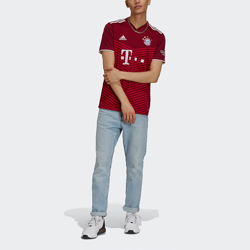 Men's adidas Fcb H Jsy Bayern Munich Black Home Fan Edition Sports Short Sleeve Soccer/Football Jersey Red GM5313