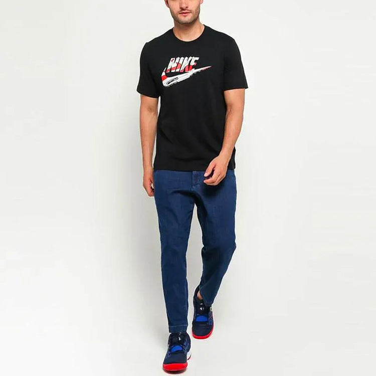 Nike Air Max Printed Loose-Collar Short-Sleeved Male Black BQ0703-010