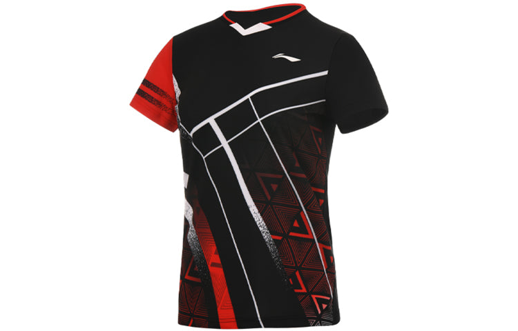 Li-Ning Badminton Series Quick Dry Training Tee 'Black Red' AAYS072-2
