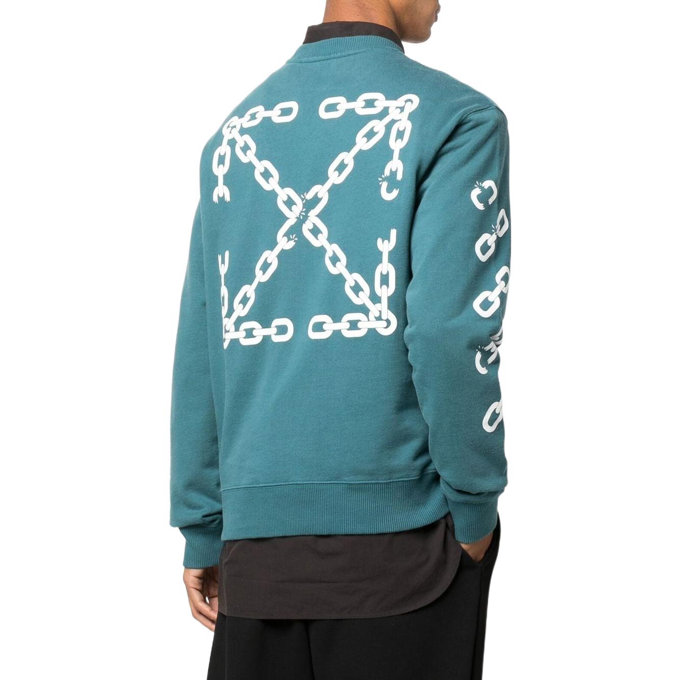 Off-White Chain Arrows Printing Round Neck Blue OMBA057F22FLE0075501