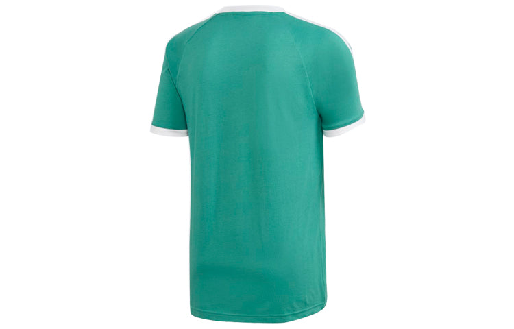 adidas originals 3-Stripes Tee Casual Round Neck Loose Logo Stripe Short Sleeve Green FM3771