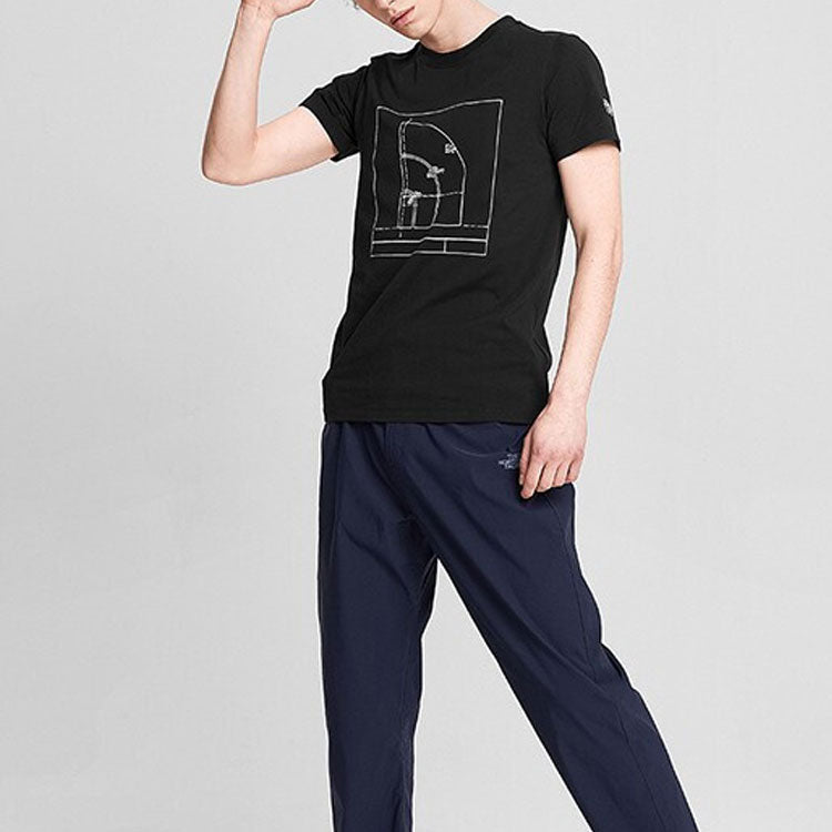 Men's THE NORTH FACE SS20 Geometry Pattern Logo Quick Dry Short Sleeve Black 4998-JK3