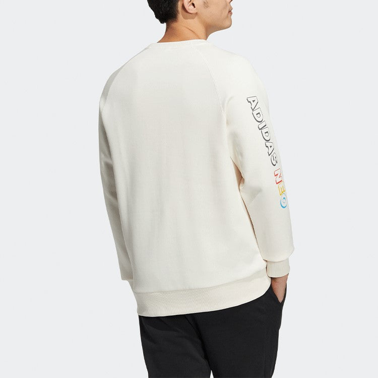 Men's adidas neo x SESAME STREET Crossover Thicken Sports Round Neck Pullover Pink White HM7481