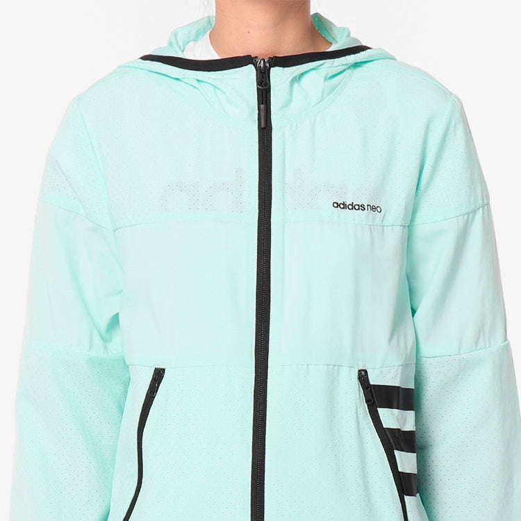 (WMNS) adidas neo Woven hooded Windproof Jacket Mint Green DM4150