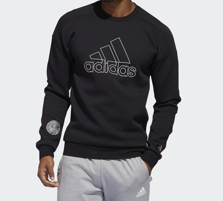 adidas Logo Printing Sports Pullover Black FU6222