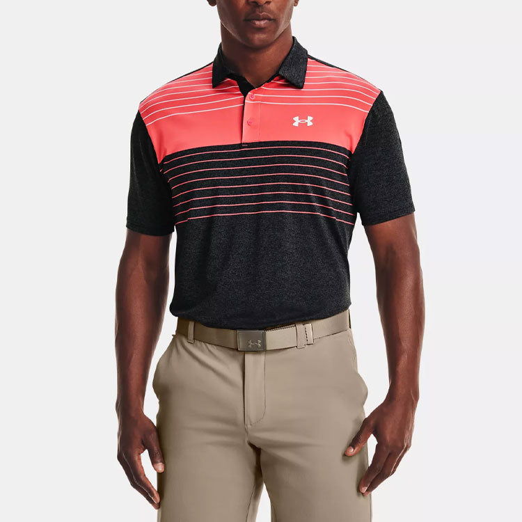 Men's Under Armour Logo Printing Athleisure Casual Sports Polo Shirt Black 1327037-029
