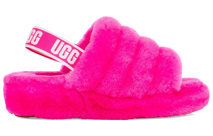 (WMNS) UGG Fluff Yeah Slide Thick Sole Slipper Red 1095119-RCR