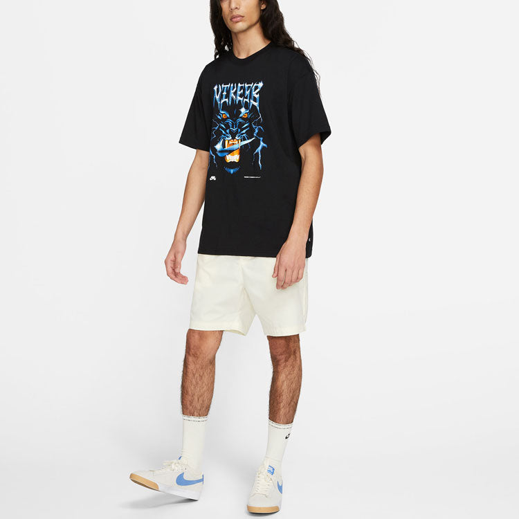 Nike SB Skateboard Sports Printing Knit Short Sleeve Black DD1301-010