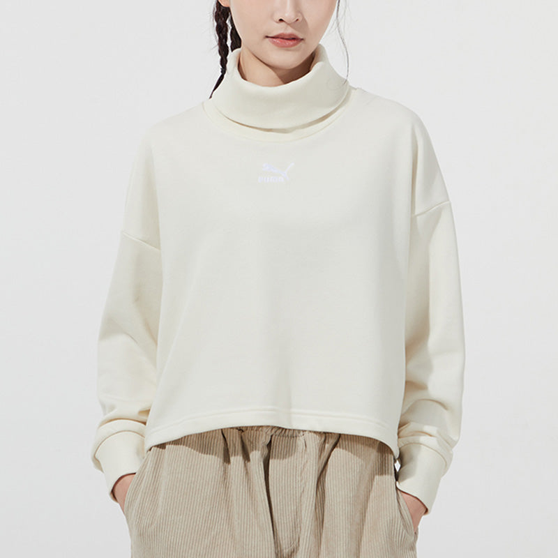 (WMNS) PUMA Classics Logo Embroidery Swea White 534145-73
