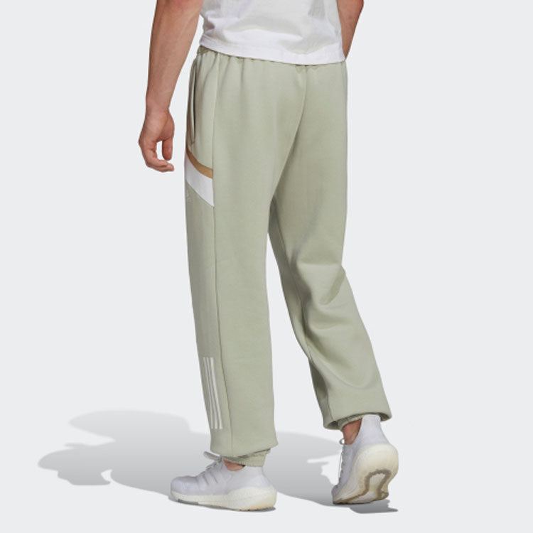Men's adidas Contrasting Colors Pattern Lacing Casual Sports Pants/Trousers/Joggers Green HP1892