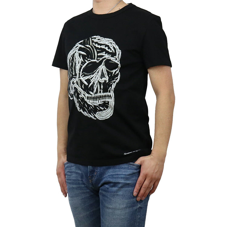 Men's Alexander McQueen Cotton Printing Short Sleeve Black 631391-QPZ87-0901