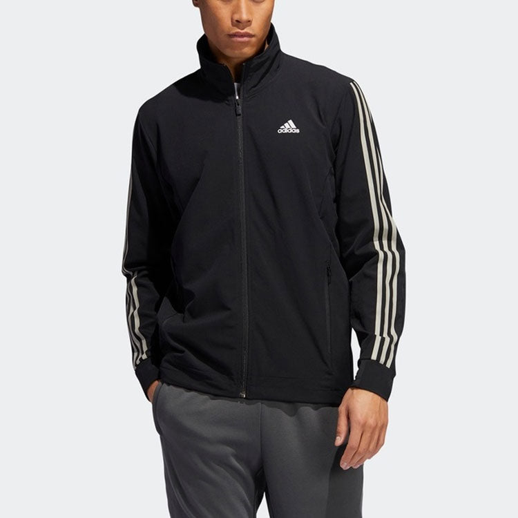 adidas Cool Touch Jkt Training Sports Stripe Stand Collar Logo Jacket Black GE3424
