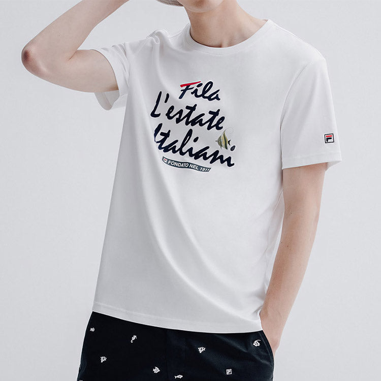 FILA Subject Printing Knit Short Sleeve White F11M928143F-WT