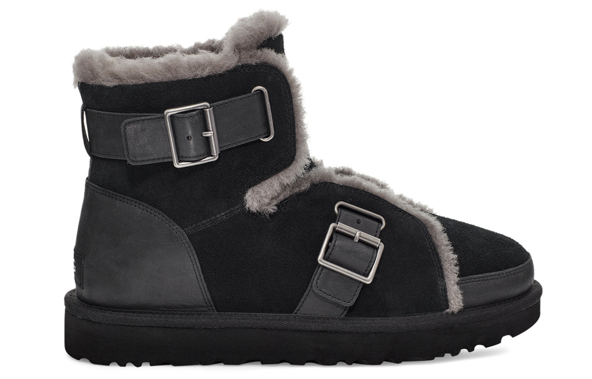(WMNS) UGG Dune Mini Buckle Boot Fleece Lined Black 1119431-BLK