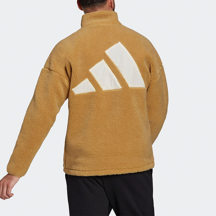 adidas logo Casual Splicing Stand Collar Sports Jacket Couple Style Yellow HI1185