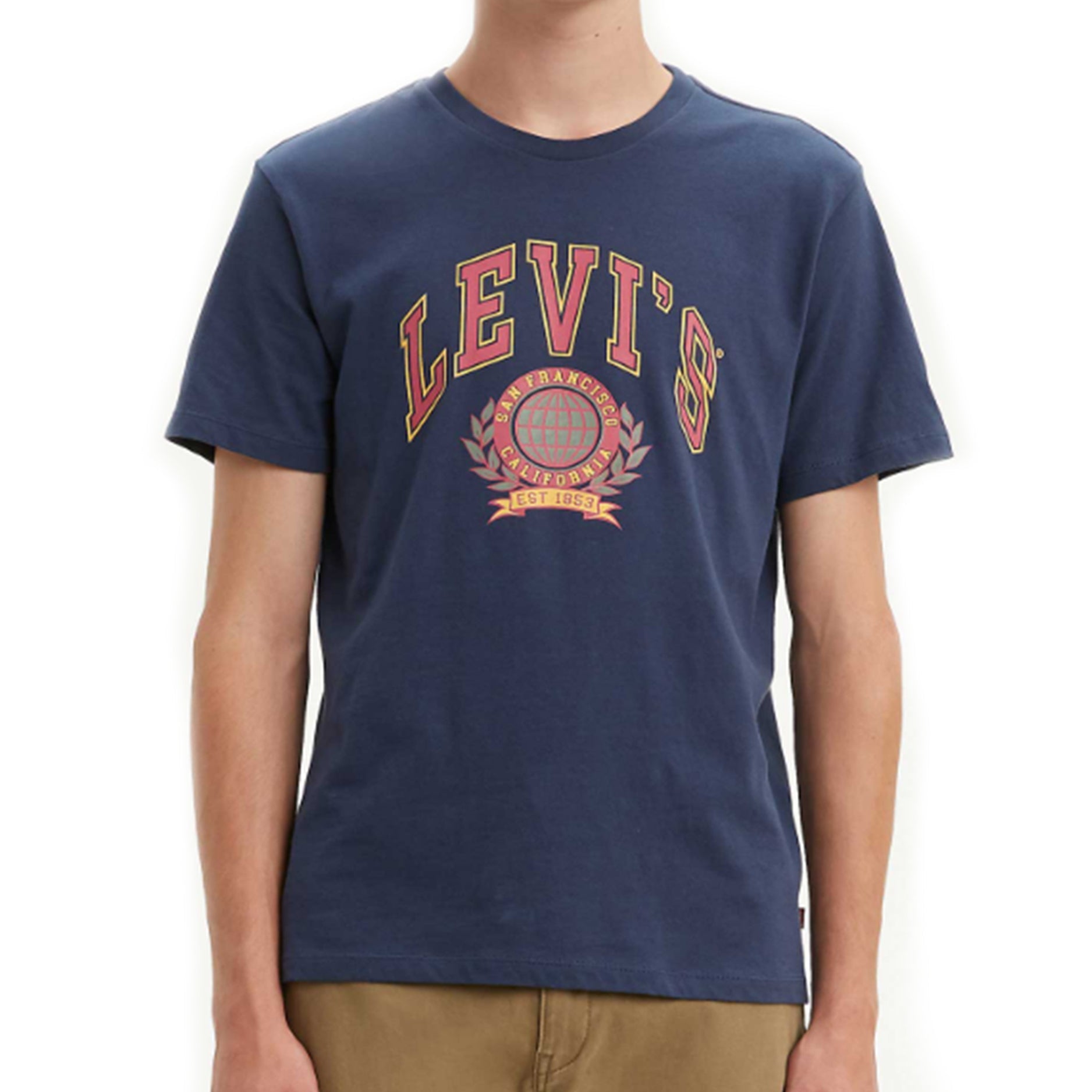 Men's Levis Levi's SS20 LOGO Printing Pure Cotton Short Sleeve Navy Blue 22491-0663