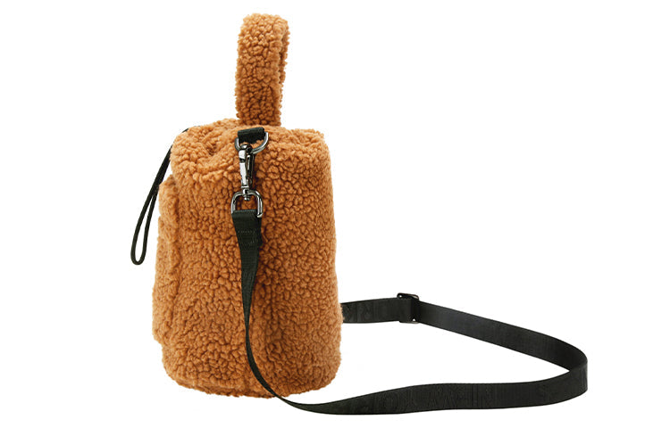 MLB LA Los Angeles Dodgers polar fleece Wool Bucket Bag handbag Brown 32BGDE011-07A