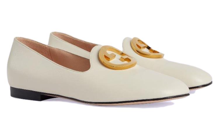 (WMNS) Gucci Logo Plaque Loafers 'White' 723395-C9D00-9022
