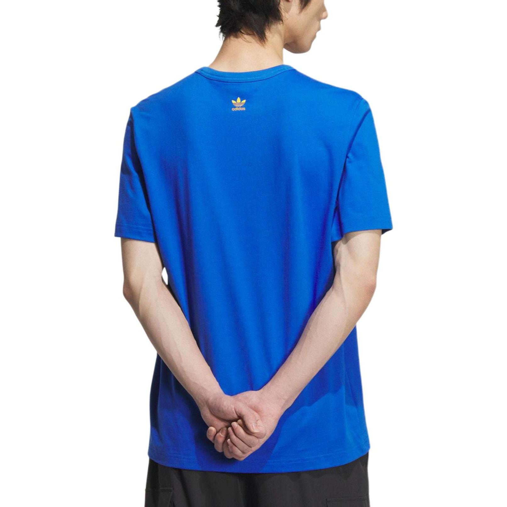 adidas Original Logo Printed T-Shirt Asia Sizing 'Blue Yellow' JD1577