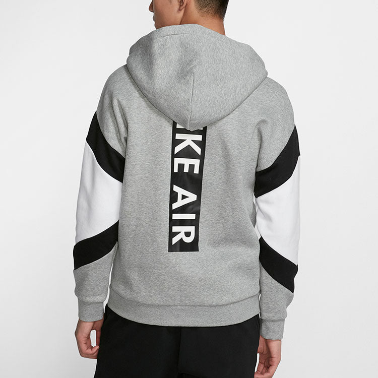 Nike Air Hood Fz Flc Logo Printing Contrasting Colors Sports hooded Fleece Lined Jacket Gray CD9223-063