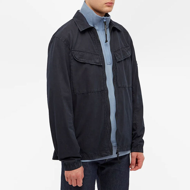 STONE ISLAND Brushed Cotton Canvas Zip Overshirt 'Navy' 7715101WN-V0120