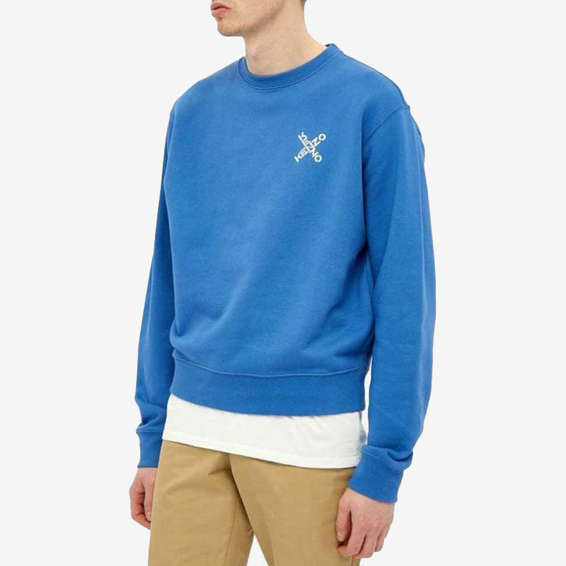 Men's KENZO SS21 SPORT Little X Round Neck Long Sleeves Blue FA65SW0014MS-70