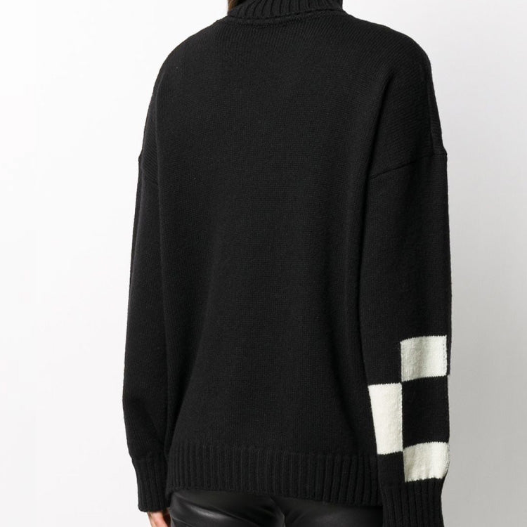 (WMNS) Off-White logo Knitted Sweater Black OWHF008E20KNI0021055