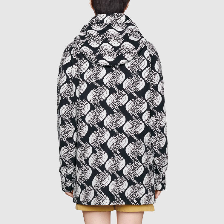 Men's Gucci x THE NORTH FACE Crossover Logo Pattern Nylon Mountaineering Hooded Jacket Black 648870-XAAB5-1040
