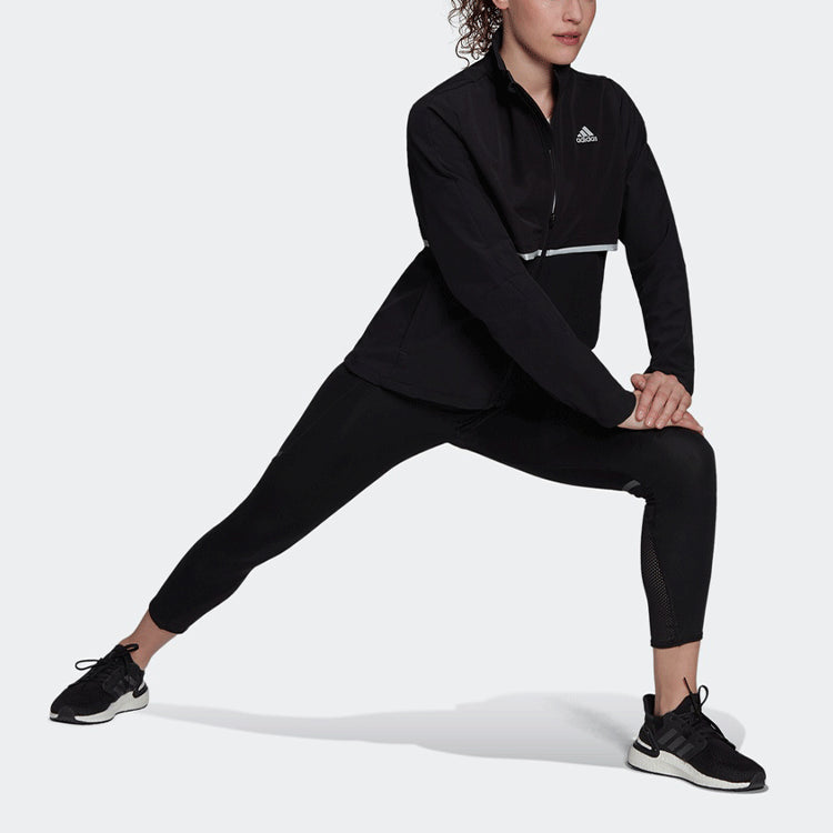 (WMNS) adidas Logo Printing Stand Up Collar Zipper Long Sleeve Jacket Coat Black GU3834