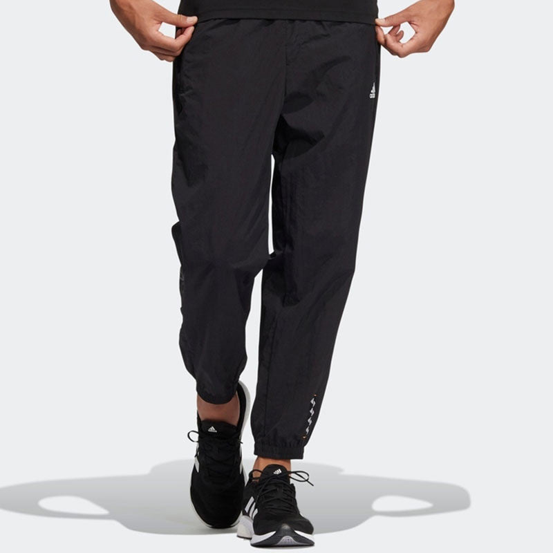 adidas Solid Color Small Label Woven Casual Sports Pants/Trousers/Joggers Autumn Black HE7419