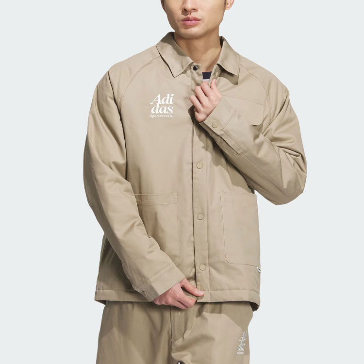 adidas Small Logo Padded Jacket Asia Sizing 'Tan' JE6104