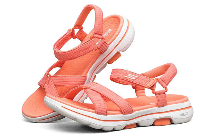 (WMNS) Skechers Go Walk 5 'Orange White' 140096-CRL