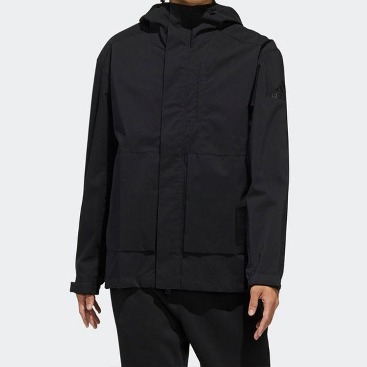 adidas Men's Hoodie Track Black Running Casual Windbreak Jackets EH3745