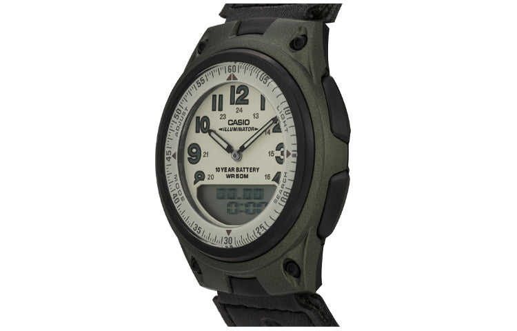 CASIO Waterproof Sports Shockproof Mens Army Green Analog/Digital Combo AW-80V-3BJF