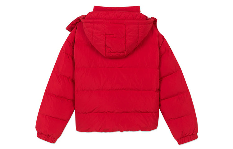 (WMNS) Skechers Short Warm Hooded Long Sleeve Down Jacket 'White Red' L420W022