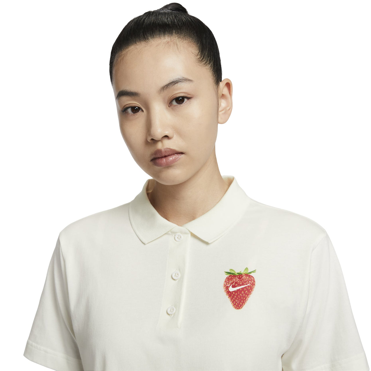 (WMNS) Nike Graphic Polo Shirt 'White Red' HQ1199-133