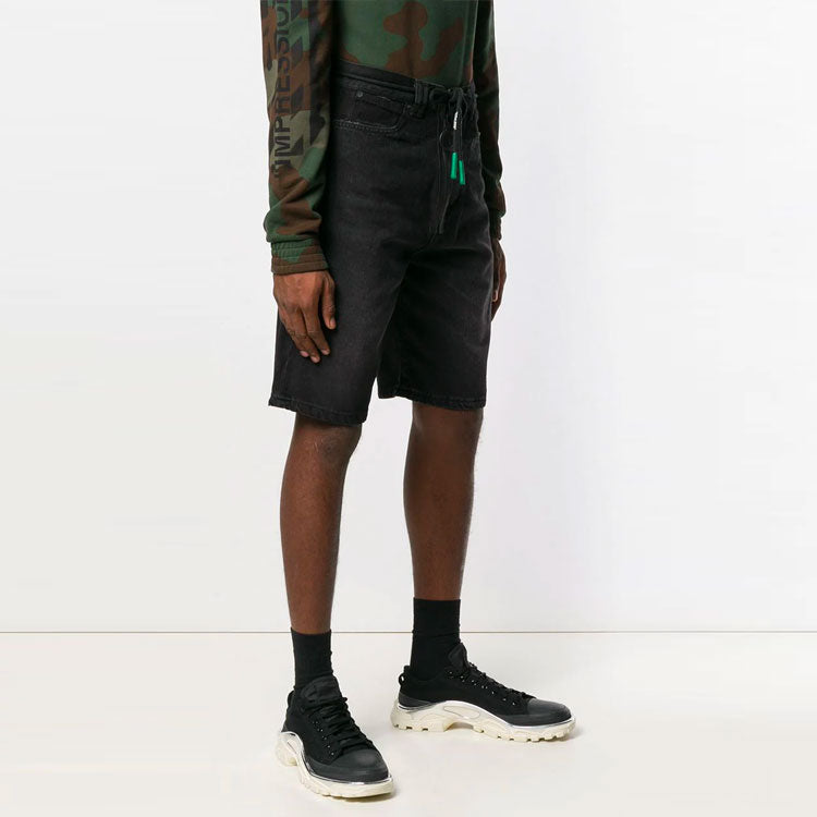 Men's Off-White Zipper Ordinary Version Black Shorts OMYC002R198120321088