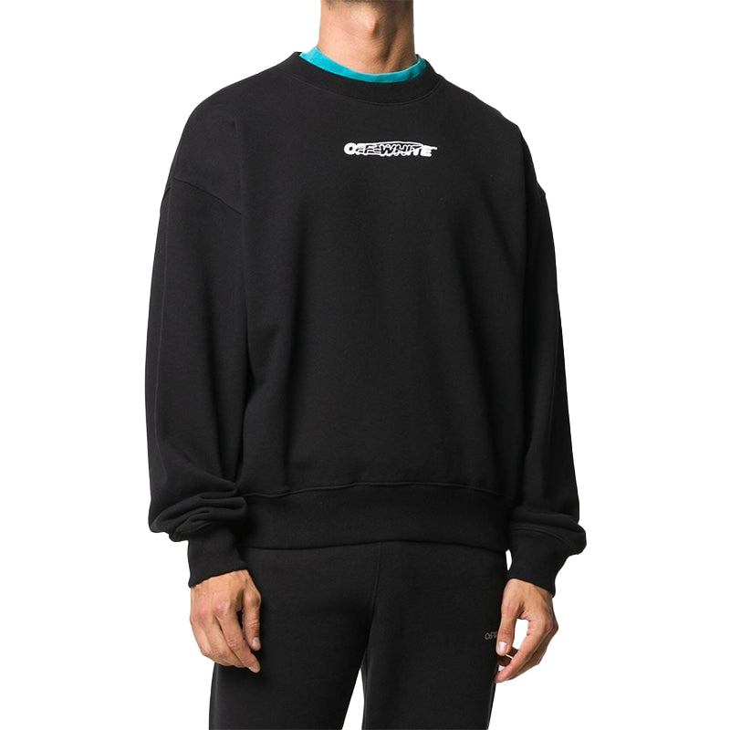 Off-White FW20 Hand Painted Graffiti Printing Pullover Men Black OMBA035E20FLE0011001