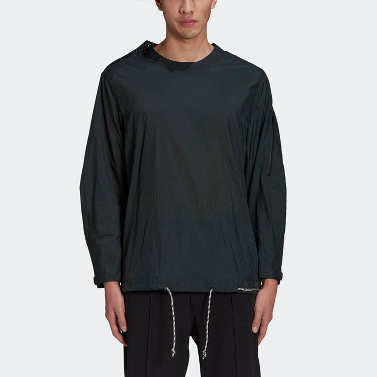 Men's Y-3 Casual Solid Color Round Neck Long Sleeves Black T-Shirt GK4809