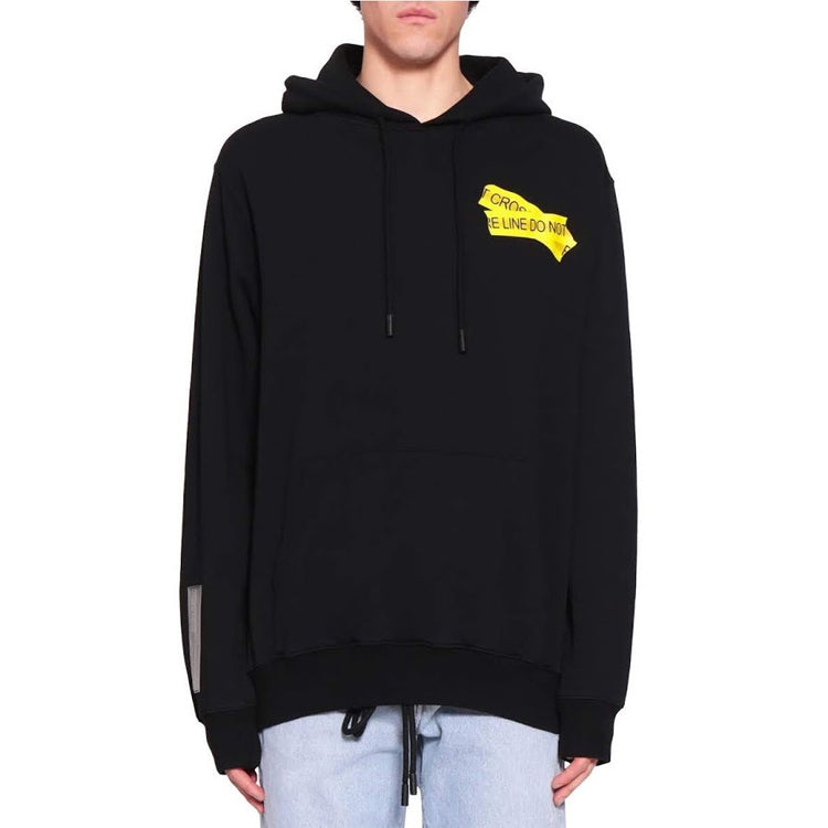 Off-White Firetape Hoodie 'Black Yellow' OMBB029S180030241060-BK