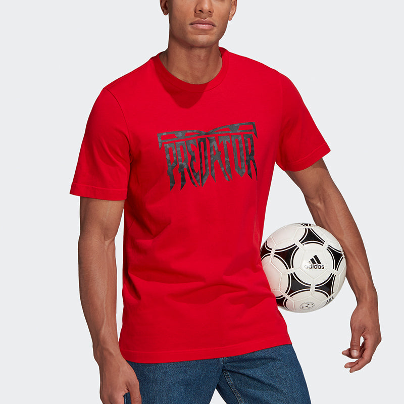adidas Predator Logo Soccer/Football Training Athleisure Casual Sports Breathable Short Sleeve Red GN6908